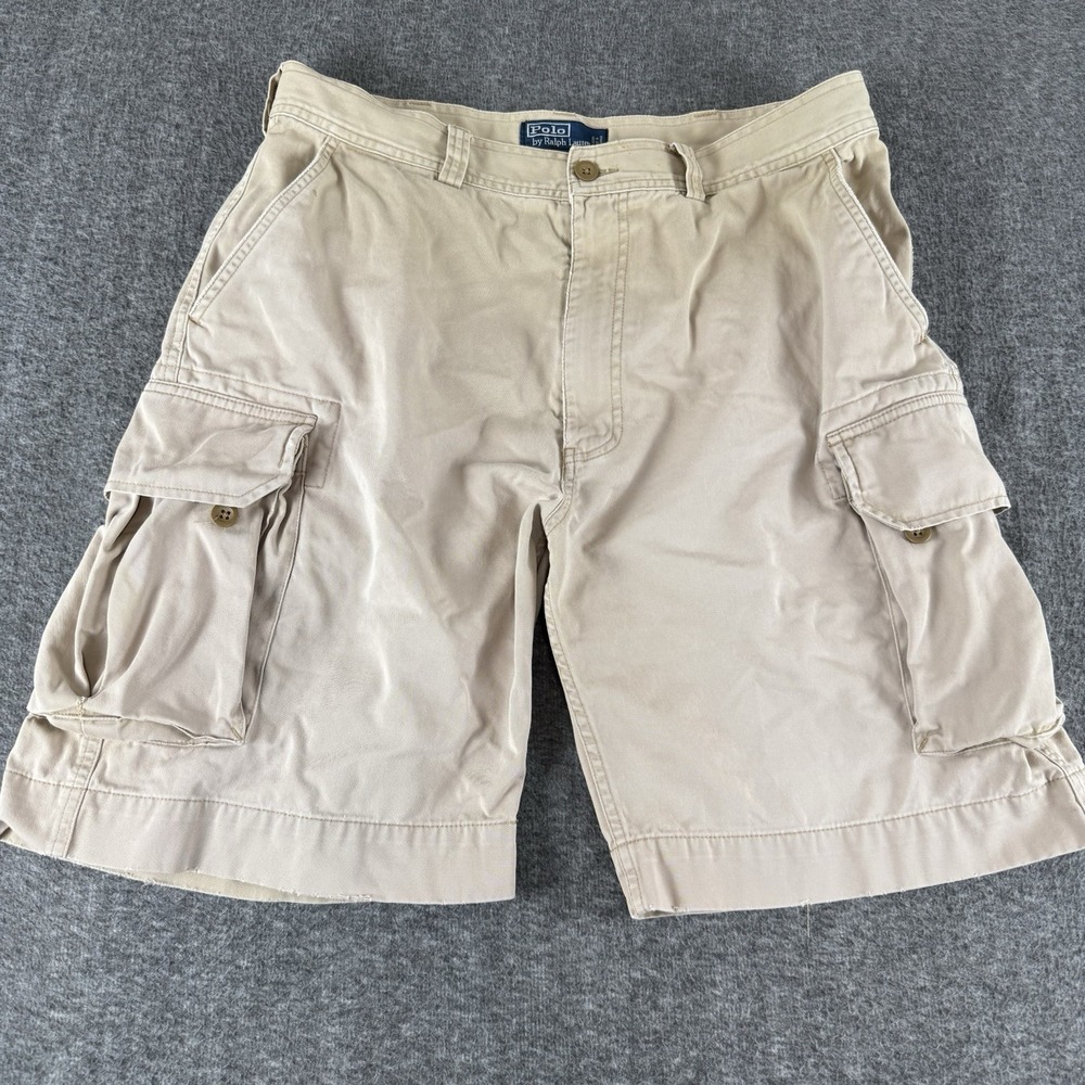 Polo Ralph Lauren Cargo Shorts Mens 36 Beige Khaki Military Utility Chino
